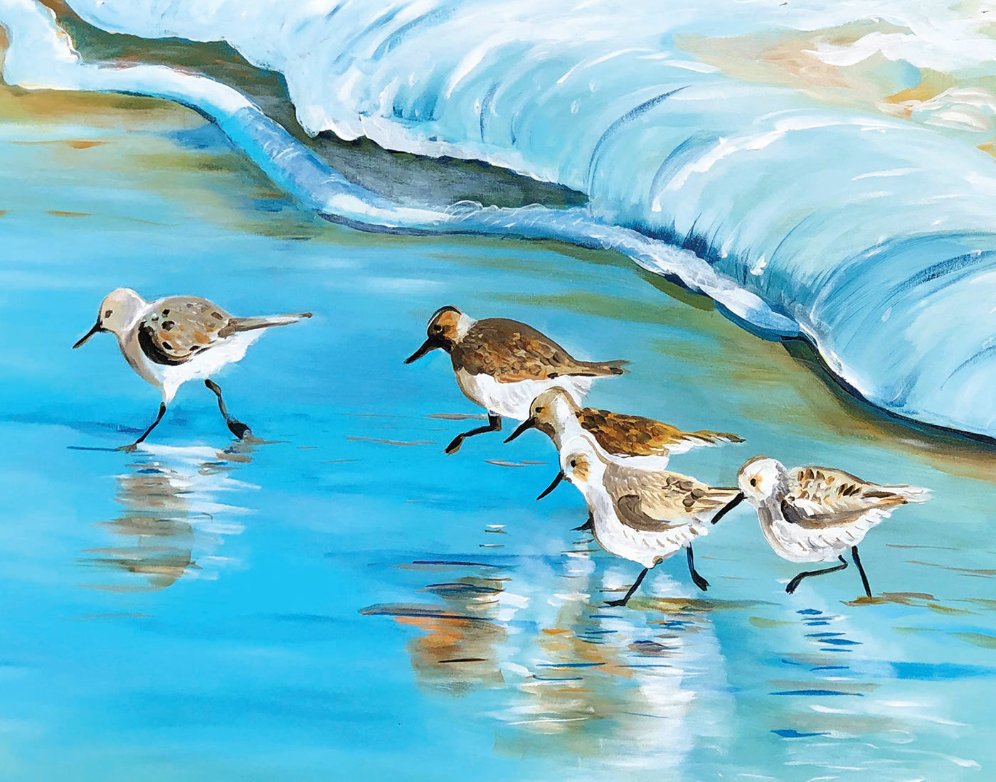 Shore Bird Triptych - Original selling Encaustic & Acrylic Paintings