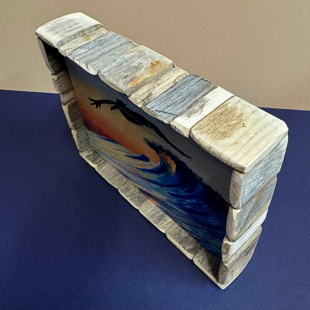 Box Frame Mini - Large: "Pelican Surfing"