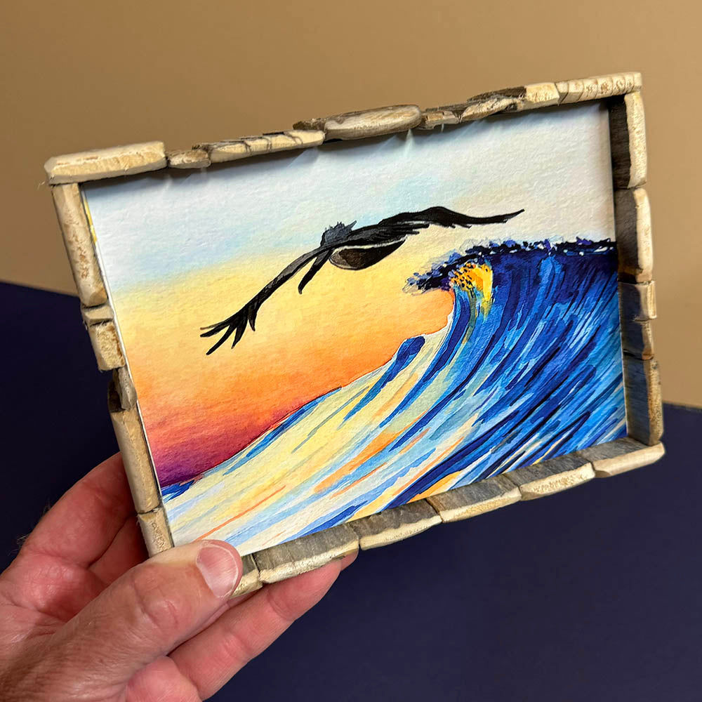 Box Frame Mini - Large: "Pelican Surfing"