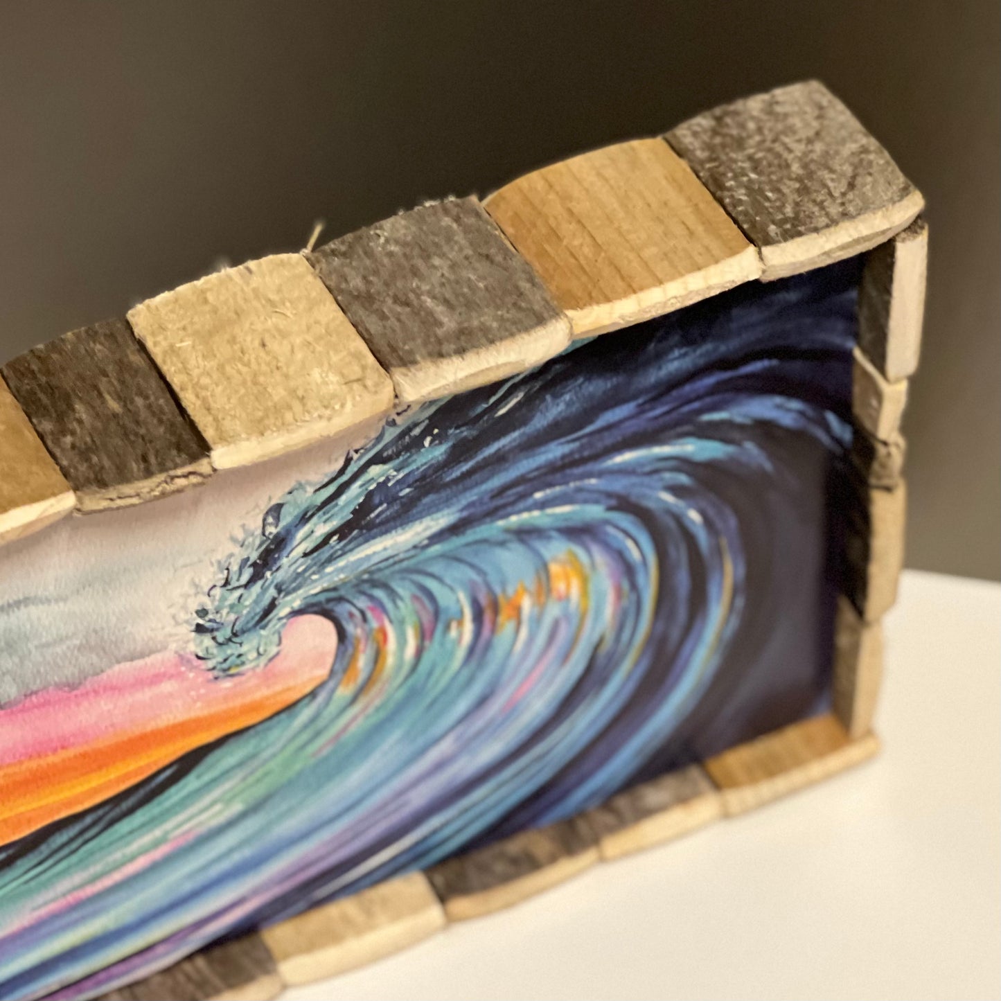 Box Frame Mini - Large: "Blue Wave, Pink Sky"