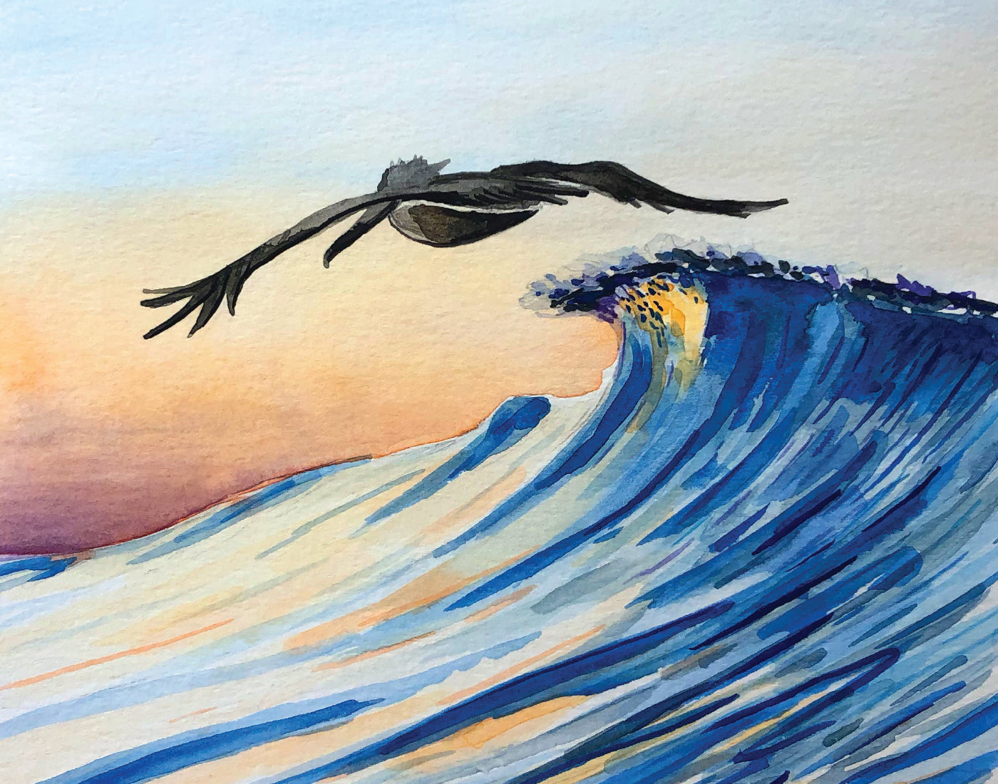 Print: (11x14") "Pelican Surfing"