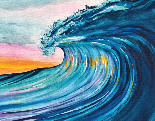 Print: (11"x14") of "Blue Wave Pink Sky"