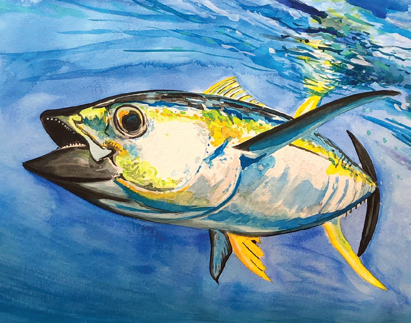 Print: (11x14") "Yellowfin Watercolor"