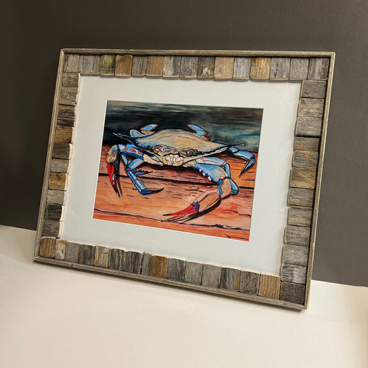 16" x 20" Framed Print: "Blue Crab" with Raleigh Frame