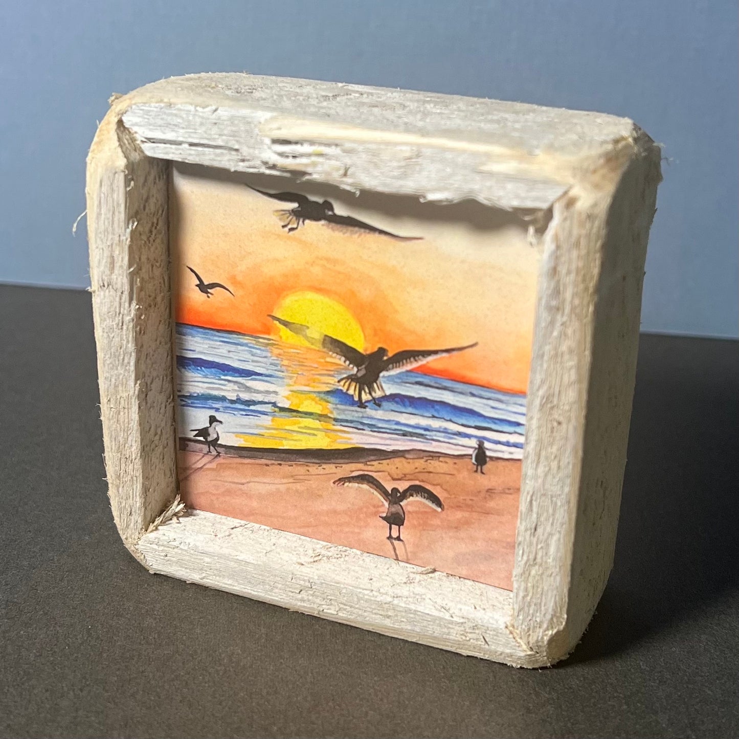 Box Frame Mini - Small "Seagulls at Sunrise"