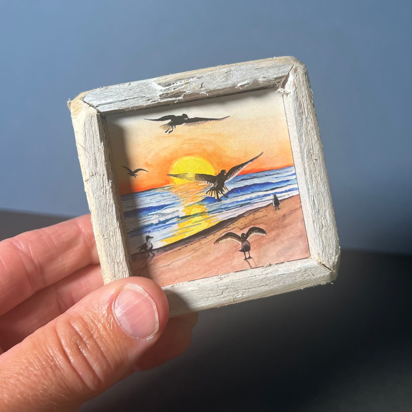 Box Frame Mini - Small "Seagulls at Sunrise"