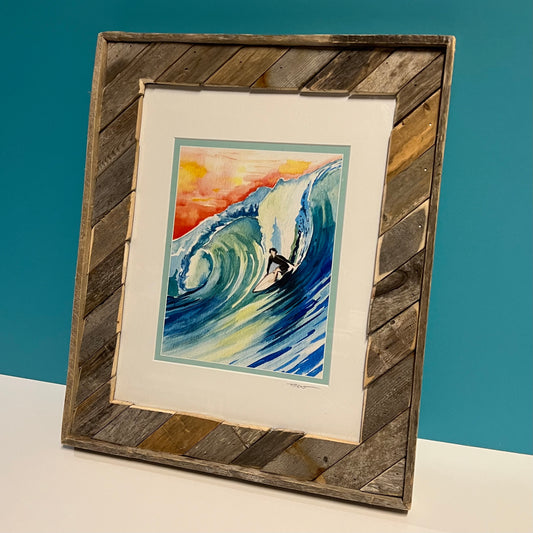 11" x 14" Framed Print: "Surfer Committed"